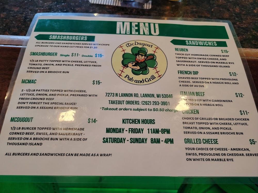 McDugout Pub and Grill Menu image 2